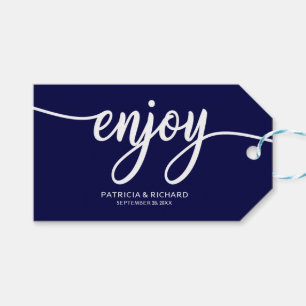 Chique Navy Blauwe Geniet Van Trouwcadeautaggen Cadeaulabel