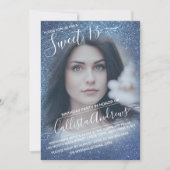 Chique Navy Blauwe Glitter Ombre Foto Sweet 13 Kaart (Voorkant)