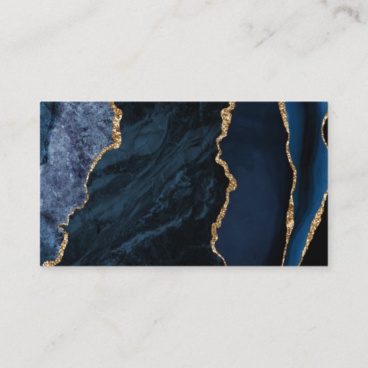 Chique Navy Blauwe Goud Agate Marmeren Trouw Visitekaartje (Achterkant)