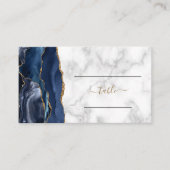 Chique Navy Blauwe Goud Agate Marmeren Trouw Visitekaartje (Voorkant)