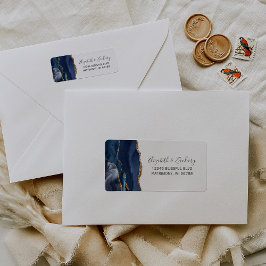 Chique Navy Blauwe Gouden Huwelijks Retouradres Etiket