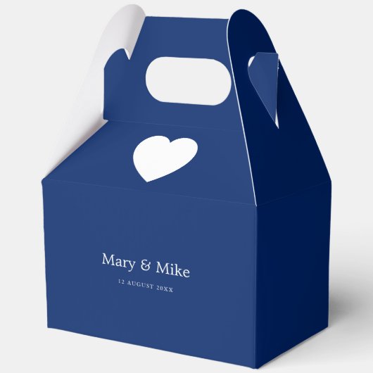 Chique Navy Blauwe Hart Mark Gable Favor Dozen Fee Bedankdoosjes (Voorkant)