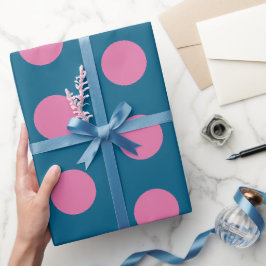 Chique Navy Blauwe Hot Roze Stippenpatroon Cadeaupapier