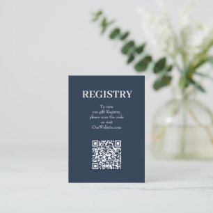 Chique Navy Blauwe Huwelijksregistratie QR Code Informatiekaartje