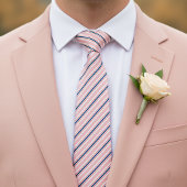 Chique Navy Blauwe Lichte Blush Roze Strepen Patro Stropdas