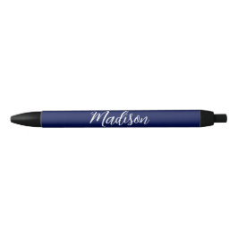 Chique Navy Blauwe Naam Aangepast Handgeschreven S Zwarte Inkt Pen