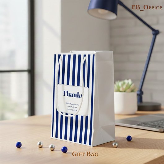 Chique Navy Blauwe Verticale Strepen Zakelijk Klein Cadeauzakje