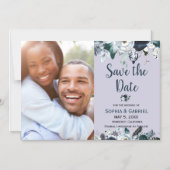 Chique Navy Blauwe Witte Bloemen Trouw Save the Da Magnetische Uitnodiging (Voorkant)