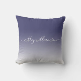 Chique Navy Blauwe Witte Ombre Effect Monogram Naa Kussen