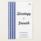 Chique Navy Blauwe Witte Strepen Aanpasbare Zakeli Planner (Voorkant)