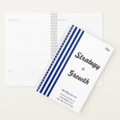 Chique Navy Blauwe Witte Strepen Aanpasbare Zakeli Planner (Display)
