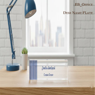 Chique Navy Blauwe Witte Strepen   Professionele M Naambordje