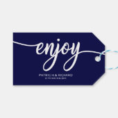 Chique Navy Blue Geniet van bruiloft gunst Labels Cadeaulabel (Voorkant (Horizontaal))