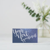 Chique Navy Blue Glitter Gradient Typografie Afsprakenkaartje (Staand voorkant)