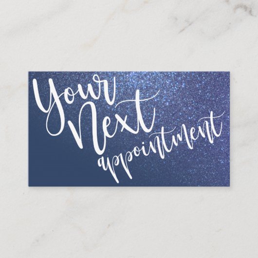 Chique Navy Blue Glitter Gradient Typografie Afsprakenkaartje (Voorkant)