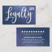 Chique Navy Blue Glitter Gradient Typografie Klantenkaartje (Voorkant / Achterkant)