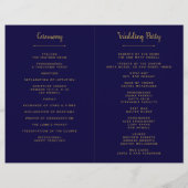 Chique Navy Blue & Gouden Huwelijksprogramma Sjabl (Achterkant)
