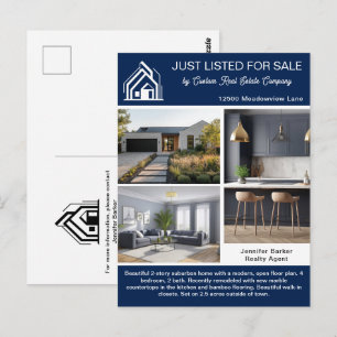 Chique Navy Blue Vastgoedbedrijf Huisaanbod Briefkaart