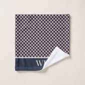 Chique Navy Dambord Spa Monogram Bad Handdoek (Wasdoekje)