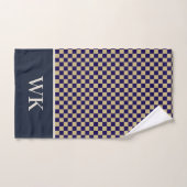 Chique Navy Dambord Spa Monogram Bad Handdoek (Handdoek)