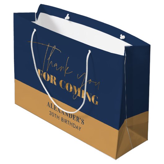 Chique Navy en Gouden Script Verjaardag Bedankt Groot Cadeauzakje (Achterkant Gekanteld)