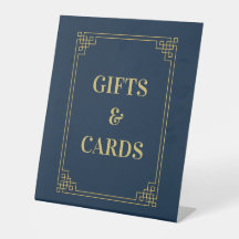 Chique Navy Goud Art Deco Frame Geschenken en Kaar