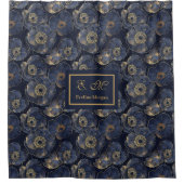 Chique Navy Goud Badkamer Statement Gordijn (Voorkant)