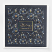 Chique Navy Gouden Servetten Elegante Aangepaste C (Voorkant)