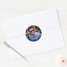 Chique Navy Gradiënt Foto Verjaardag Bedankt Ronde Sticker