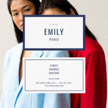 Chique Navy Mode Stylist / Beauty Visitekaartje