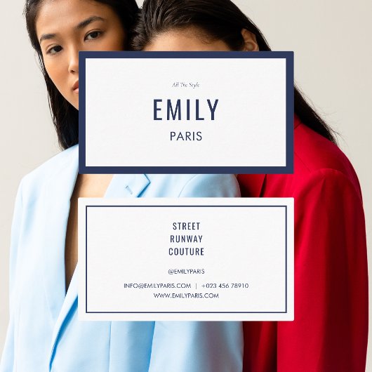 Chique Navy Mode Stylist / Beauty Visitekaartje