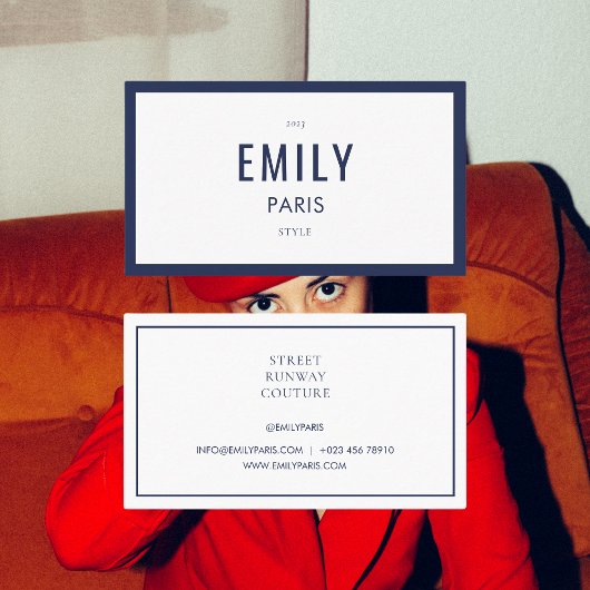 Chique Navy Mode Stylist Influencer Visitekaartje