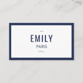 Chique Navy Mode Stylist Influencer Visitekaartje (Voorkant)