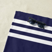 Chique Navy Nautical Rope gepersonaliseerde strand Strandlaken (In situ)
