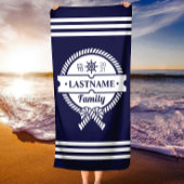 Chique Navy Nautical Rope gepersonaliseerde strand Strandlaken