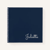 Chique Navy Persoonlijk Script Naam Spiraal Notitieboek (Voorkant)