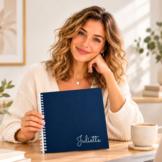 Chique Navy Persoonlijk Script Naam Spiraal Notitieboek