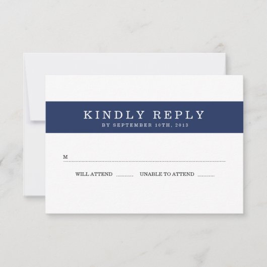 Chique Navy Stripes Bruiloft RSVP Kaartje (Voorkant)
