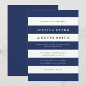 Chique Navy Stripes bruiloft uitnodiging (Voorkant / Achterkant)
