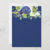 Chique Navy Waterverf Floral Gold Geometrisch Lijs Kaart (Achterkant)