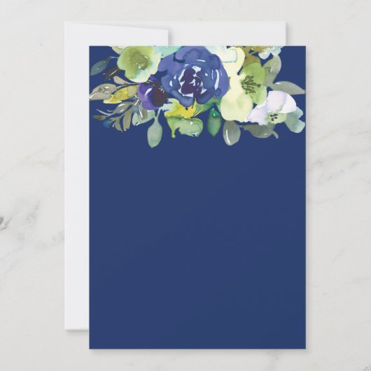 Chique Navy Waterverf Floral Gold Geometrisch Lijs Kaart (Achterkant)