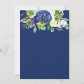 Chique Navy Waterverf Floral Gold Geometrisch Lijs Kaart (Achterkant)