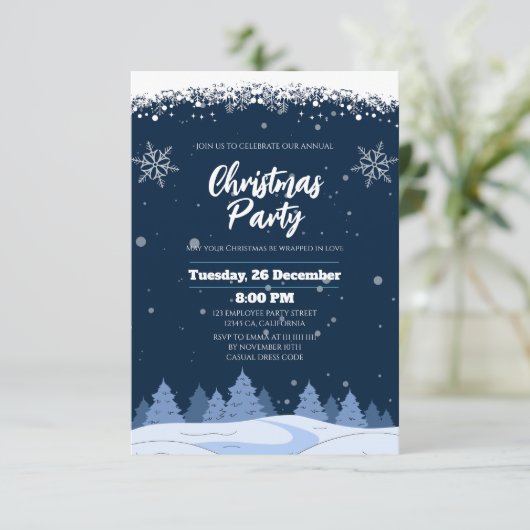 Chique Navy Winter Wonderland Kerstfeest Kaart (Staand voorkant)