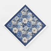 Chique Navy Wit Ivoor Bloem Zachte Feest Servetten (Hoek)