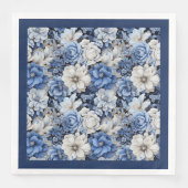 Chique Navy Wit Ivoor Bloem Zachte Feest Servetten (Voorkant)
