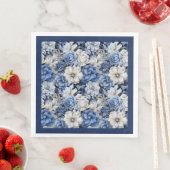 Chique Navy Wit Ivoor Bloem Zachte Feest Servetten (Insitu)