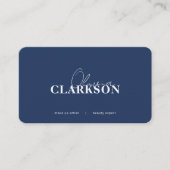 Chique Navy Witte Minimalistische Qr Code Visitekaartje (Voorkant)