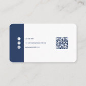 Chique Navy Witte Minimalistische Qr Code Visitekaartje (Achterkant)