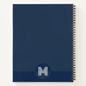 Chique Navyblauw Geometrisch Modern Monogram Notitieboek (Achterkant)