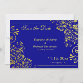 Chique Navyblauw Goud Save the Date  Trouwen